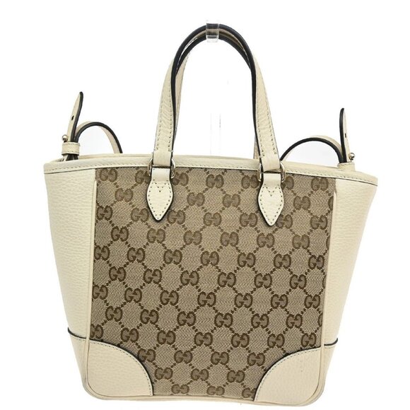 GUCCI Bree GG Pattern 2Way Shoulder Hand Bag Canvas Leather Brown White 93EF241 - Picture 3 of 15
